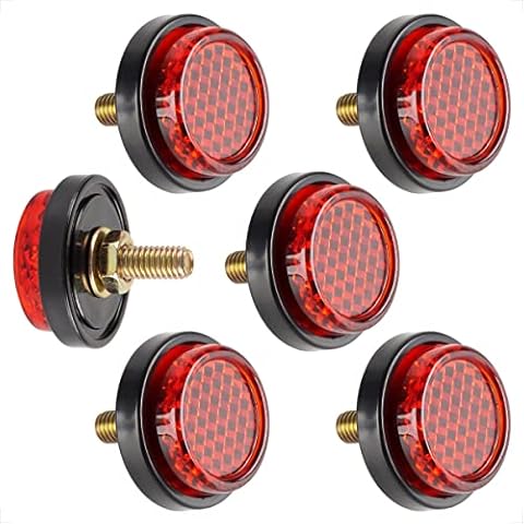 evermotor Red Reflectors Motorcycle License Plate Bolts and Nuts Mini Decorative M5 Screw Tag Bolt Round Reflective for Bike(6 Pieces) (Red) Cover
