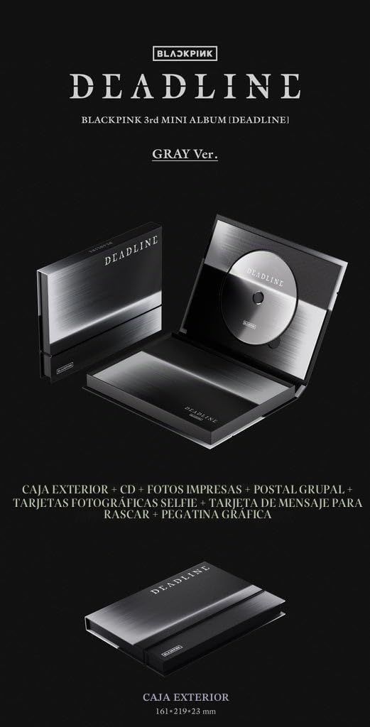 Generisch Black-PINK Deadline [Gray Ver.] 3rd Mini Album + Extra Photocards