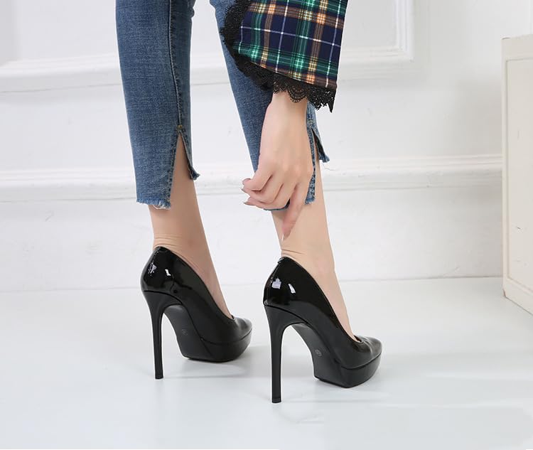 Women's Genuine Leather Ultra-High Skinny Heel Platform Pumps Sexy Pointed Toe Slip On Dress Stiletto Pumps for Wedding Party Gala3