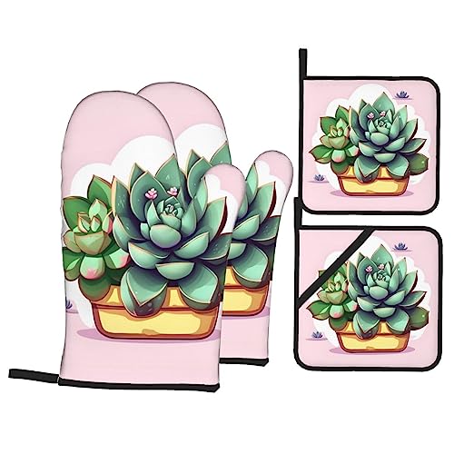 Set da 4 pezzi di guanti da forno resistenti al calore fino a 260 °C, per barbecue, banchetti, feste, cottura