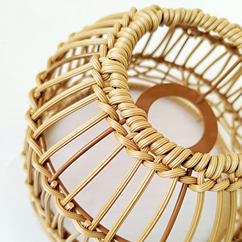 Colcolo Lamp Shade Handmade Weaving Chandelier Lampshade Wicker Pendant Light Cover For Cafe, Brown #TOP1