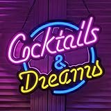 Ultrathin LED Neon Sign Art Wall Lights for Bedroom Windows Glass Hotel Pub Cafe Wedding Birthday Party Gifts (Cocktails & Dreams)