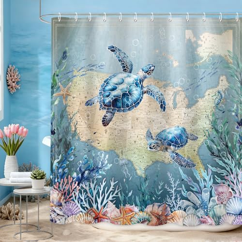 APROPHIC Nautical Turtles Shower Curtain