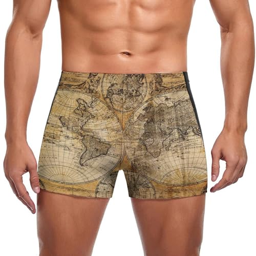 Boxer de bain homme style ancient map pour éviter les irritations et nager avec style