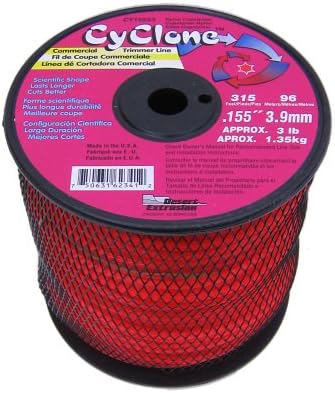 Cyclone CY155S3, cuerda para desbrozadora roja, 0.155 pulgadas x 315 pies, Rojo