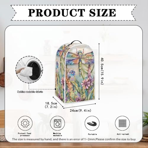 Image of Floral Dragonfly Blender Dust Cover, Anti Fingerprint Polyester Stand Mixer or Coffee Maker Appliance Protector, Machine Washable Blender Cover for Kitchen Appliance