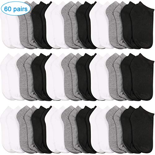Image of Syhood 60 Pairs No Show Socks Bulk Low Cut Socks for Men Women Unisex Thin Cotton Boat Liner for Homeless Casual Sports Tab