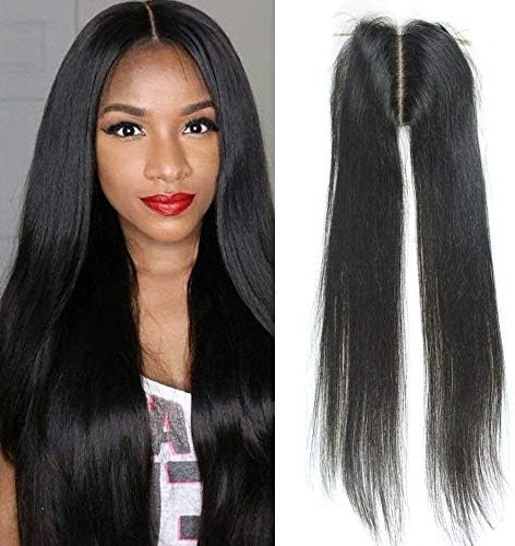 SHANELL Hair Silk Base Top Closure Straight Bleached Hidden Knots Middle Part 4x4" With Baby Hair Unprocessed Peruvian Virgin Silky Straight Human Hair Closure 16inch
