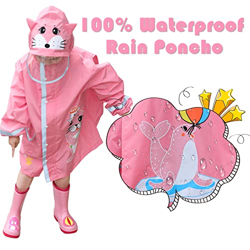SSAWcasa Rain Poncho Kids, Toddler Girls Boys Rain Jacket Coat with Hood, Children Baby Raincoat Rainwear Gear Outerwear3