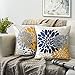 Fundas Cojines 16X16 Cojines Decorativos para Sofa Funda Cojin Flor Dalia Fundas De Almohadas Moderno Cojin Exterior Fundas De Cojines Azul Marino Amarillo Funda Cojines Boho Cojin Cuadrado 2 Piezas