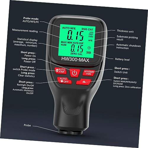 Medidor Digital de Espesor de Recubrimiento Automotriz SOLUSTRE, portátil y preciso con pantalla retroiluminada para medición de pintura en autos miniatura 6