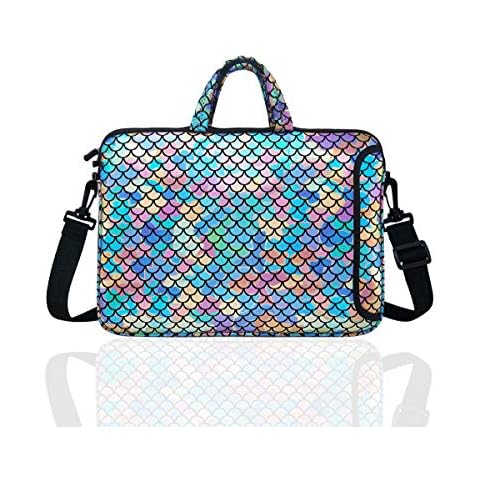 11.6-Inch Laptop Shoulder Messenger Carrying Bag Case Sleeve For 11" 11.6" 12" 12.5 inch Macbook/Notebook/Ultrabook/Chromebook, Mermaid Scale (Colorful) Cover