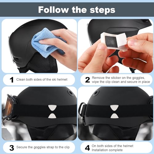 Fijar las gafas en su lugar con los clips para casco de esquí BOXOB 4