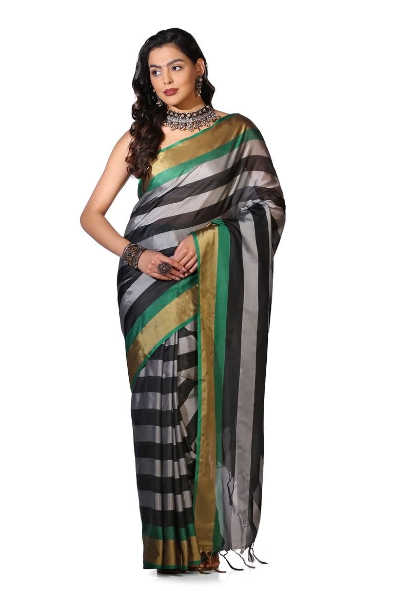 Dhruvi Trendz Women's Cotton Silk Saree Dt-S2238 (Dt-S2238_Silver)