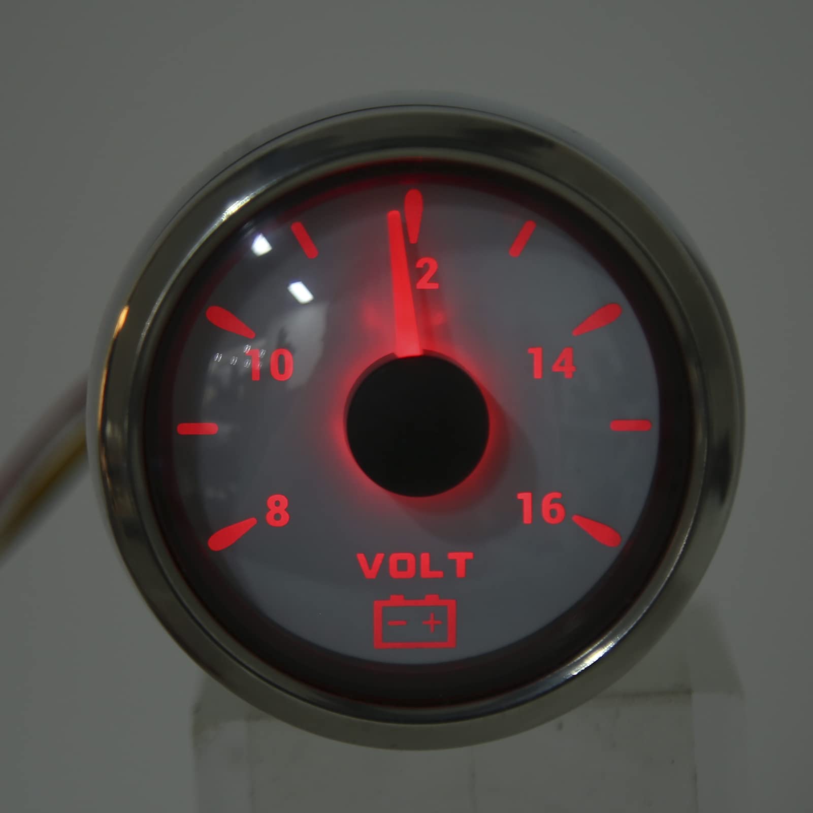 Voltmetro per Barca, Misuratore di Tensione Marino da 52 Mm 8‑16V Puntatore 7 Colori Retroilluminato Voltmetro Impermeabile IP67 per Barca RV Auto 9‑32V(bianco)