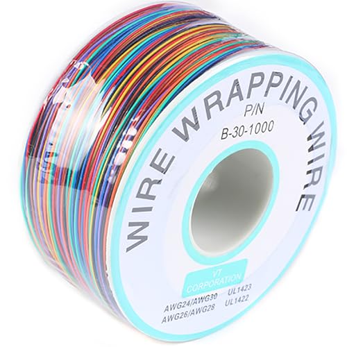 JESSINIE Cable electrónico de 8 colores, 30 AWG de un solo núcleo, cable sólido de cobre estañado de 250 m para placas de circuito y PCB