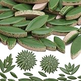 Youway Style Green Mosaic Tiles for Crafts, Ceramic Mosaic Tiles for Crafts Bulk,312g Petal Shaped M