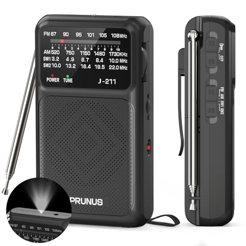 PRUNUS J-211 Portable Radio AM FM with USB C Charging and AA Battery Operated, Transistor Radio,...