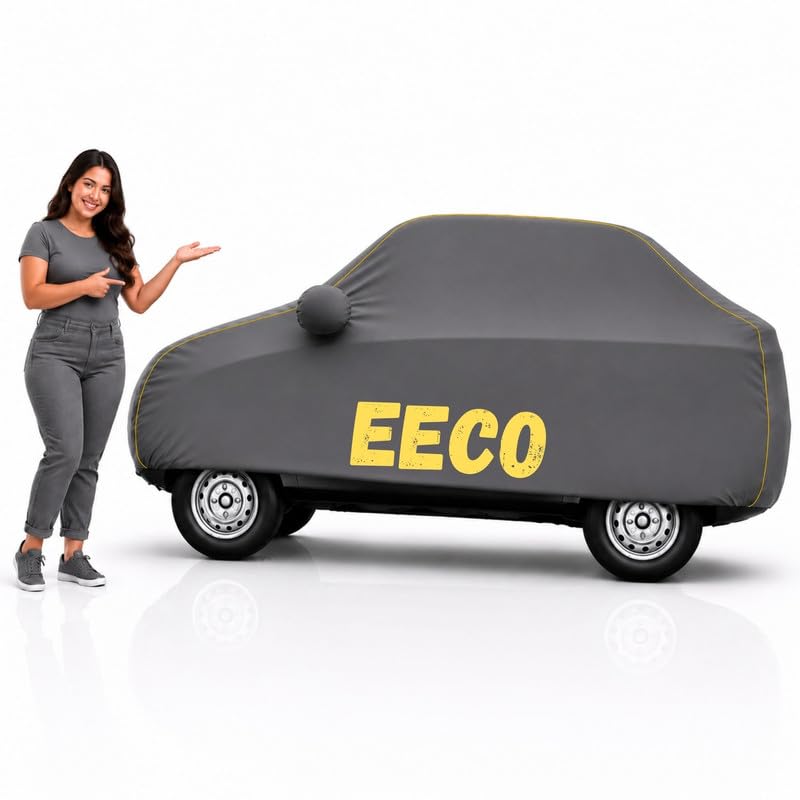 Image of Long-Life 100% Waterproof Eeco Car Body Cover for Dust & Rain, Compatible with All Models of Eeco Car Cover, Comes with Bird Droppings, Scratch, UV and Paint Protection - Grey