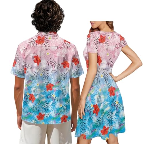 Image of AFPANQZ Couple Matching Outfit Casual Men's Button Down Shirt or Short Sleeve Summer Sundresses Dresses for Women 2026