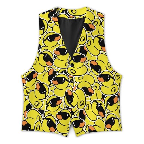Rubber Yellow Duck with Sunglasses Funny Men's Formal Suit Vest Casual Business Dress Waistcoat Printed Vest Slim Fit2