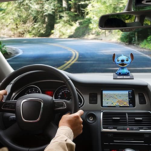 Stitch Figure, Hilloly Stitch Car Decoration, Stitch Car Shaking Head Figurine Ornament, Stitch Creative Car Accessories Action Figure Shaking Head Doll Hand-Made Model Mobile Phone Holder (laughs)