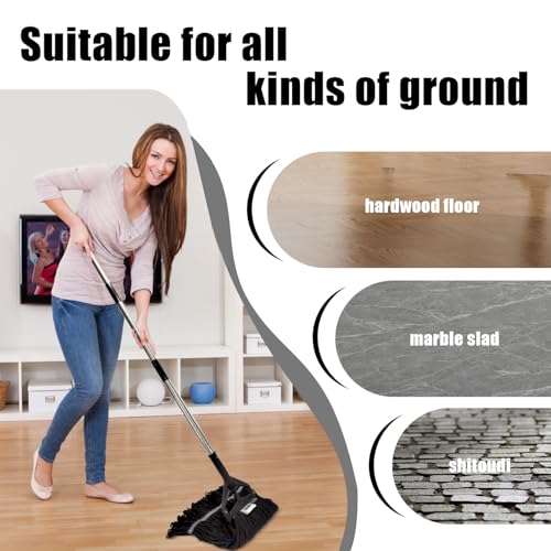 Image of Commercial Cotton Mop Heavy-Duty Industrial with 2 Replacement Heads 152 cm Handle Replacement mop Head (Black)