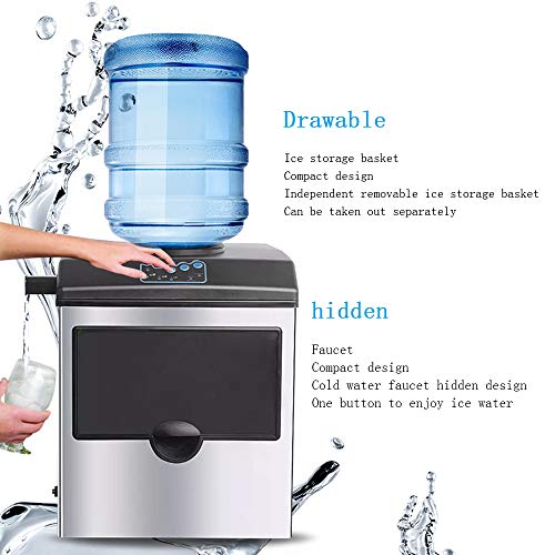 MHGD Automatische tragbare elektrische Arbeitsplatten-Eismaschine, runde Eismaschine mit Fasswasser für den Heimgebrauch… – Bild 4