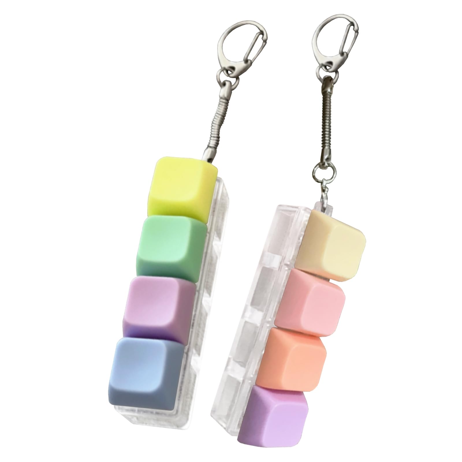 CHUNLINLAODA 2 Pcs Keyboard Fidget Toy, 4 Keys Decompression Toy, Keyboard Clicker, Fidget Keyboard Keychain, Funny Finger Clicky Decompression Gift, Stress Relief for Adults Kids (A)