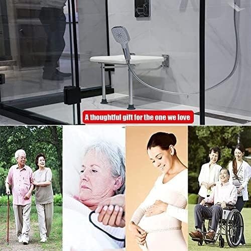 Asiento de Silla de Ducha, for Personas Mayores discapacitadas Taburete de Ducha Interior con Patas Ajustables Montaje en Pared portátil Silla de baño Plegable Taburete de Banco