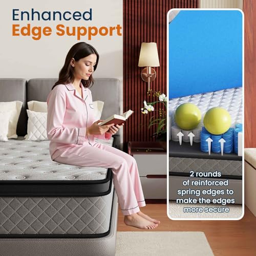 Image of 10 Inch Twin XL Medium Firm Hybrid Mattress, Cooling Gel Memory Foam & Pocket Coils, Motion Isolation, Reinforced Edge Support, Fiberglass-Free, CertiPUR-US Certified, Bed in a Box