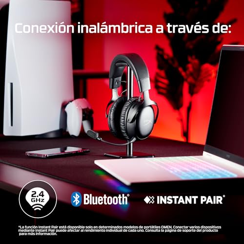 Miniatura 5 de HyperX Cloud III S - Auriculares Gaming inalámbricos, Bluetooth, 2.4Ghz, PC, PS5, Xbox, Drivers 53 mm, DTS, micrófono 10mm, batería hasta 200h, Negro