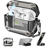 RFUNGUANGO AirPods Pro 第2世代ケース 携帯電話ホルダー付き 互換性のある背面磁気吸着機能付き AirPods Pro 2 ケースに適しています スノーカモフラージュ