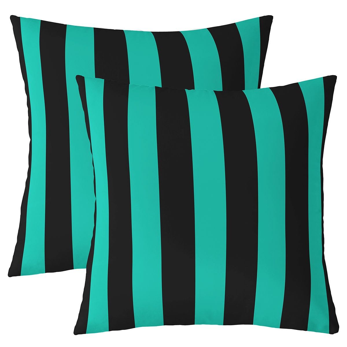 Homewish Black Teal Striped Set of 2 Decorative Cushion Covers 50 x 50 cm — image 1