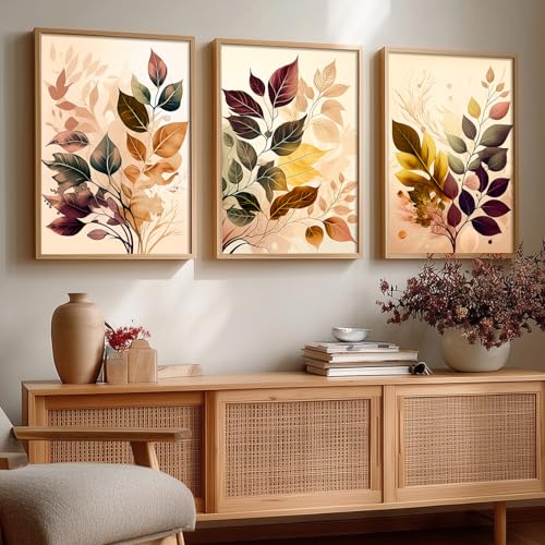Image of kotart Home Decoration Painting Floral Paintings With Frame For Living Room Bed Room Hotel Wall Decor Digital Reprint Engineered Wood Set of 3 (Art 6, 13X17 INCH)