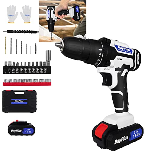Akkuschrauber Set Akkubohrer 21V Akkuschrauber - Professional Akkubohrschrauber mit 2x1.5Ah Akku Bohrschrauber Akku…