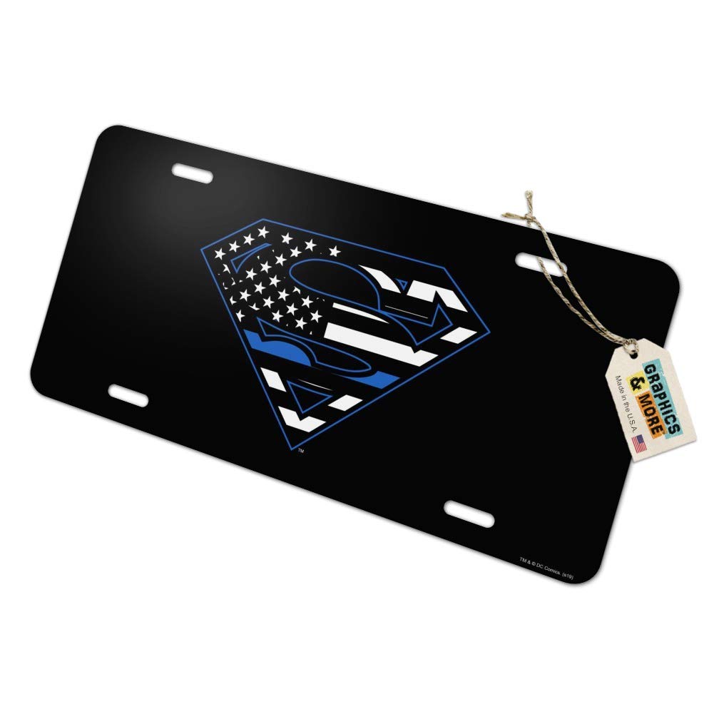 GRAPHICS & MORE Superman Thin Blue Line Flag Shield Logo Novelty Metal Vanity Tag License Plate