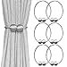 Melaluxe 6 Pack Magnetic Curtain Tiebacks, Decorative Curtain Holdbacks for Window Décor (Grey)