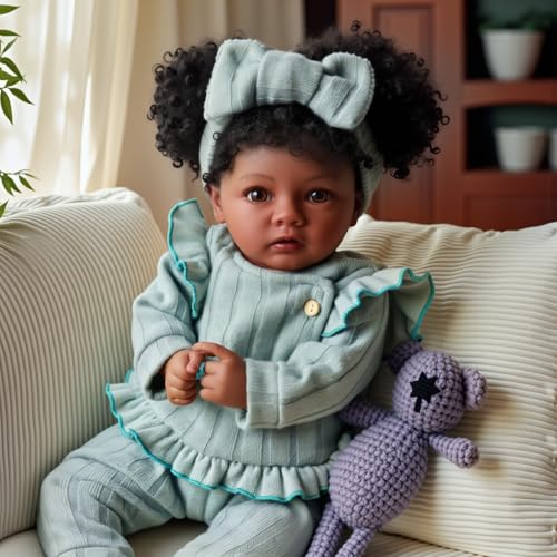 BABESIDE Lifelike Reborn Baby Dolls Black Girl- 20 Inch Soft Body Realistic-Newborn Handmade Real Life Baby Dolls with Clothes and Toy Gift for Kids Age 3+ by BABESIDE - Image 2