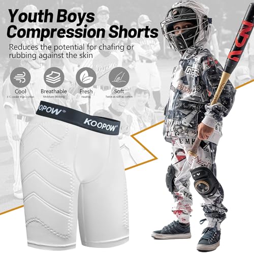 KOOPOW Youth Boys Padded Sliding Shorts Slider Pad with Soft Protective Athletic Cup for Baseball, Football, Lacrosse2