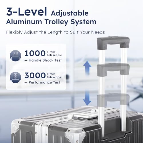 Image of ALPHA CAMP 2-Piece Luggage Set, 20 Inch Carry-On & 30 Inch Trunk Luggage | Aluminum Frame Zipperless 3-Layer PC Suitcase Set with TSA Lock,Charging Port,Cup Holder for Business & Holiday Travel