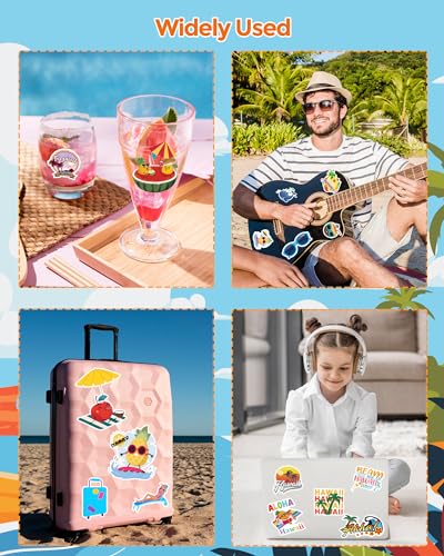 Calcomanías tropicales estéticas para decorar botellas de agua y laptops este verano 7