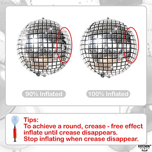 Image of KatchOn, Big Silver Disco Ball Balloons - 22 Inch, Pack of 6 | Disco Party Decorations, 4D Sphere Disco Balloons for 70s Theme Party Decor, Bachelorette Party Decorations | Graduation Decorations 2026