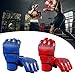kowaku 2 Pairs MMA Gloves Kickboxing Gloves Half Finger Shockproof with Open Palm Martial Arts Gloves Boxing Fight Gloves for Sanda, Red and Blue