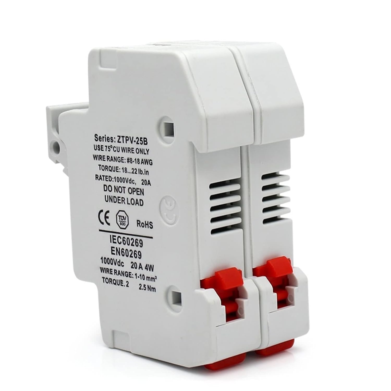 50 Pcs Solar PV Double Fuse Holders Link for Fusible 1000V DC Holder
