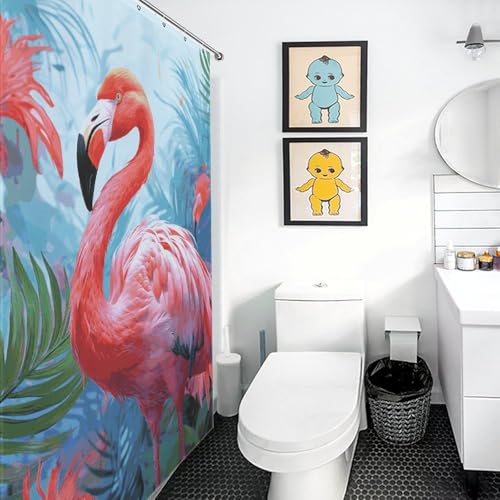 Rideau de douche imperméable flamant rose 140x183 cm avec œillets - 6
