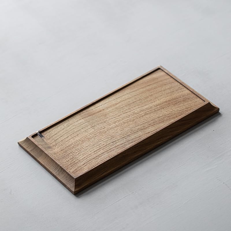 Plateau à thé rétro en bois massif rectangulaire de salon - 5