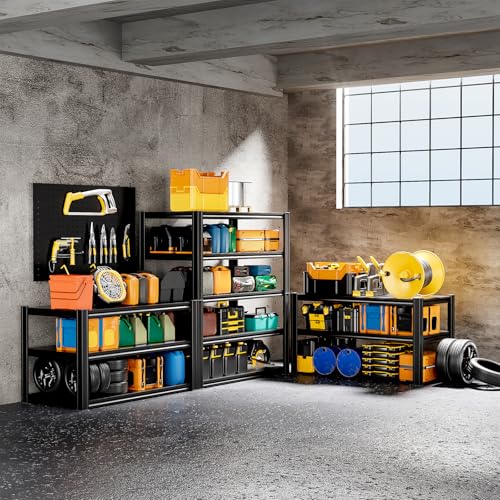 Image of 5-Tier 40 inch W x 18 inch D x 72 inch H Garage Storage Shelves Metal Shelf 2020LBS Garage Shelving Heavy Duty Adjustable Utility Rack Estantes para (Black)