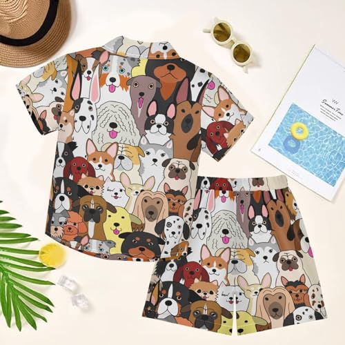 Image of visesunny Boy Floral Short Sleeve Button Down Shirt & Casual Shorts Set Summer Outfits 3-10 Years Clothes