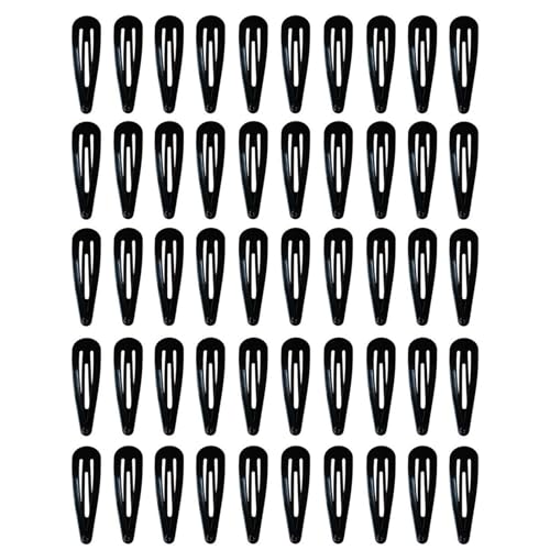 2 Inch Black Barrettes Women Metal Snap Hair Clips Accessories 50 Pieces Black Metal Snap Hair Clips Set For Hair Styling For Women And Teens Daily Wear School Uniform Dance And Party Use